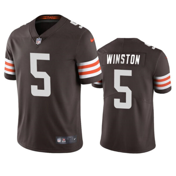 Men’s Cleveland Browns #5 Jameis Winston Brown Vapor Limited Football Stitched Jersey