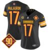Women’s Washington Commanders 90th Anniversary Patch Vapor Jersey V2 – All Stitched – Black – Terry McLaurin