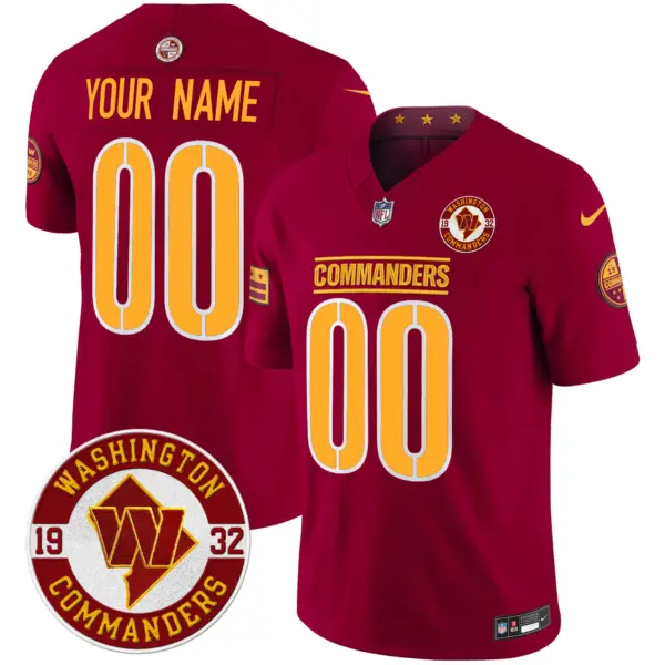 Washington Commanders 2024 Vapor Limited Custom Jersey Est 1932 Patch Burgundy