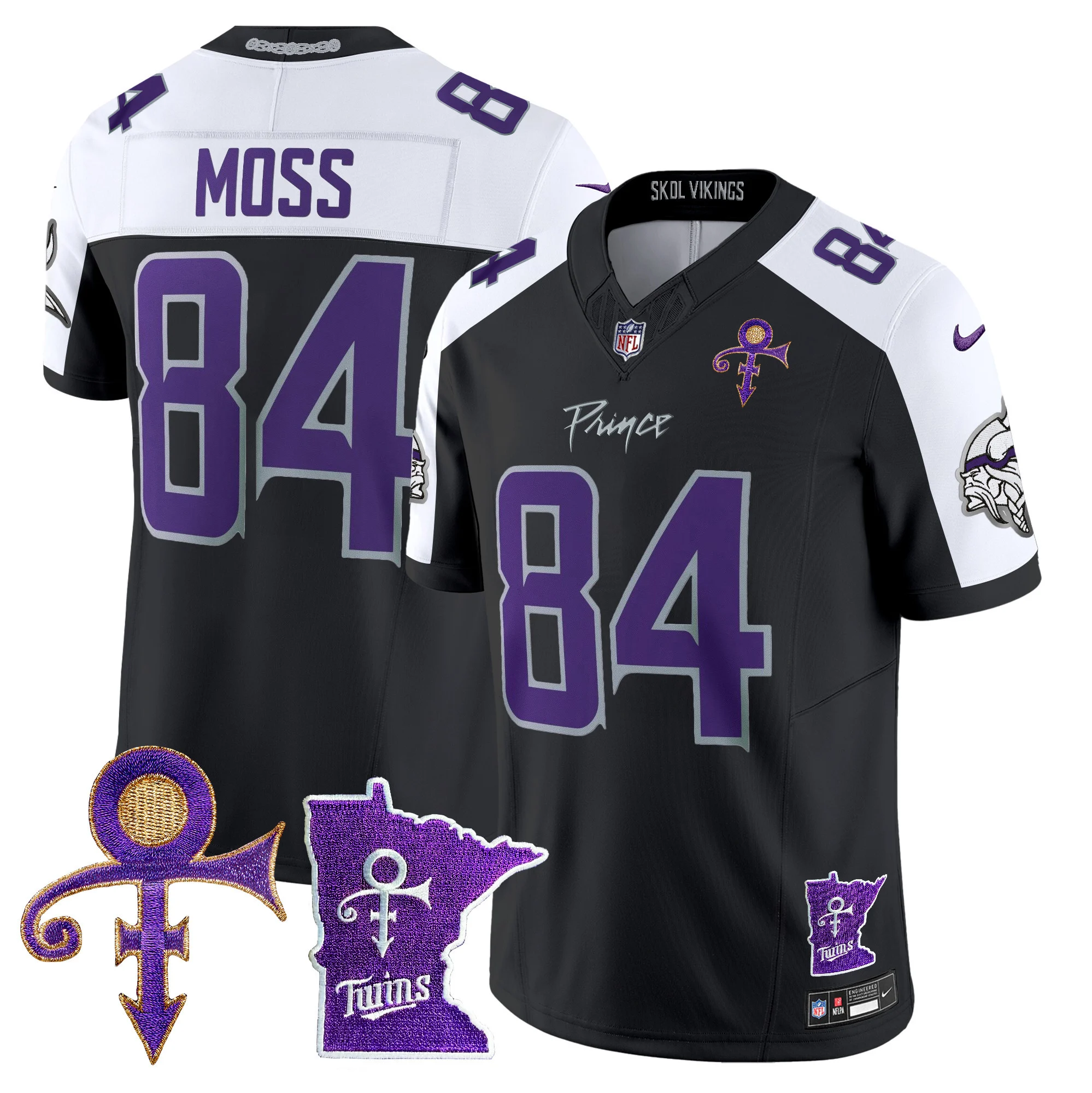 Mens Minnesota Vikings 2024 Prince Vapor Limited Jersey V2 Randy Moss Jersey Black Alternate
