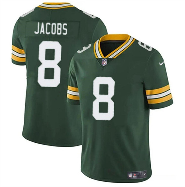 Men’s Green Bay Packers #8 Josh Jacobs Green Vapor Limited Football Stitched Jersey