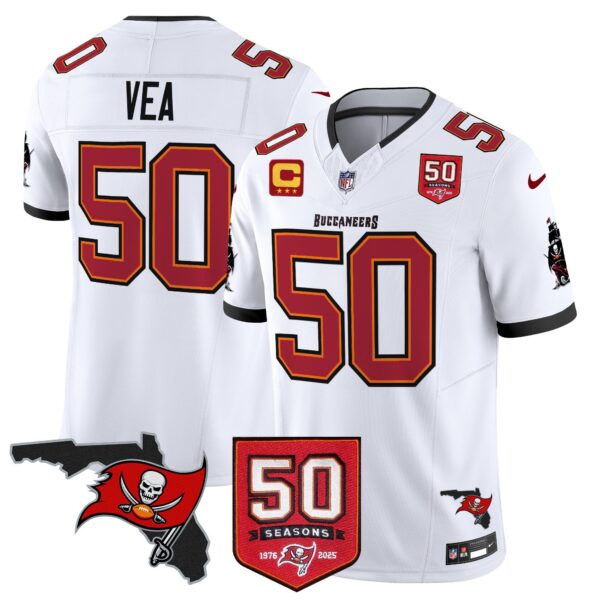 Tampa Bay Buccaneers ’76 Vapor Limited Jersey – All Stitched N1 – White – Vita Vea Jersey