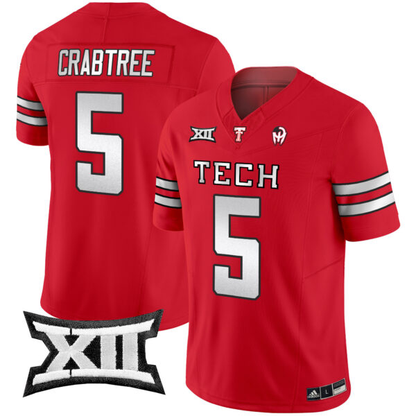 Men’s Texas Tech Red Raiders 2024 Patrick Mahomes Symbol Vapor Limited Jersey – All Stitched – Red – Michael Crabtree