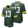 Green Bay Packers #13 Dontayvion Wicks Green Stitched Game Jersey