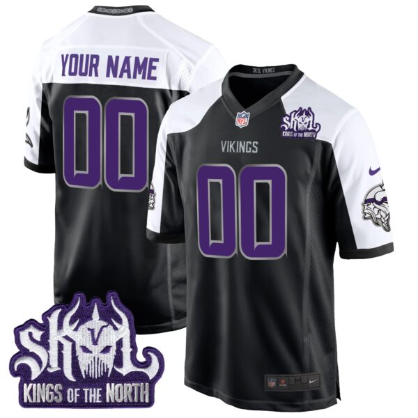 Minnesota Vikings 2024 Winter Warrior Skol Patch Game Custom Jersey – All Stitched – Black Alternate Jersey