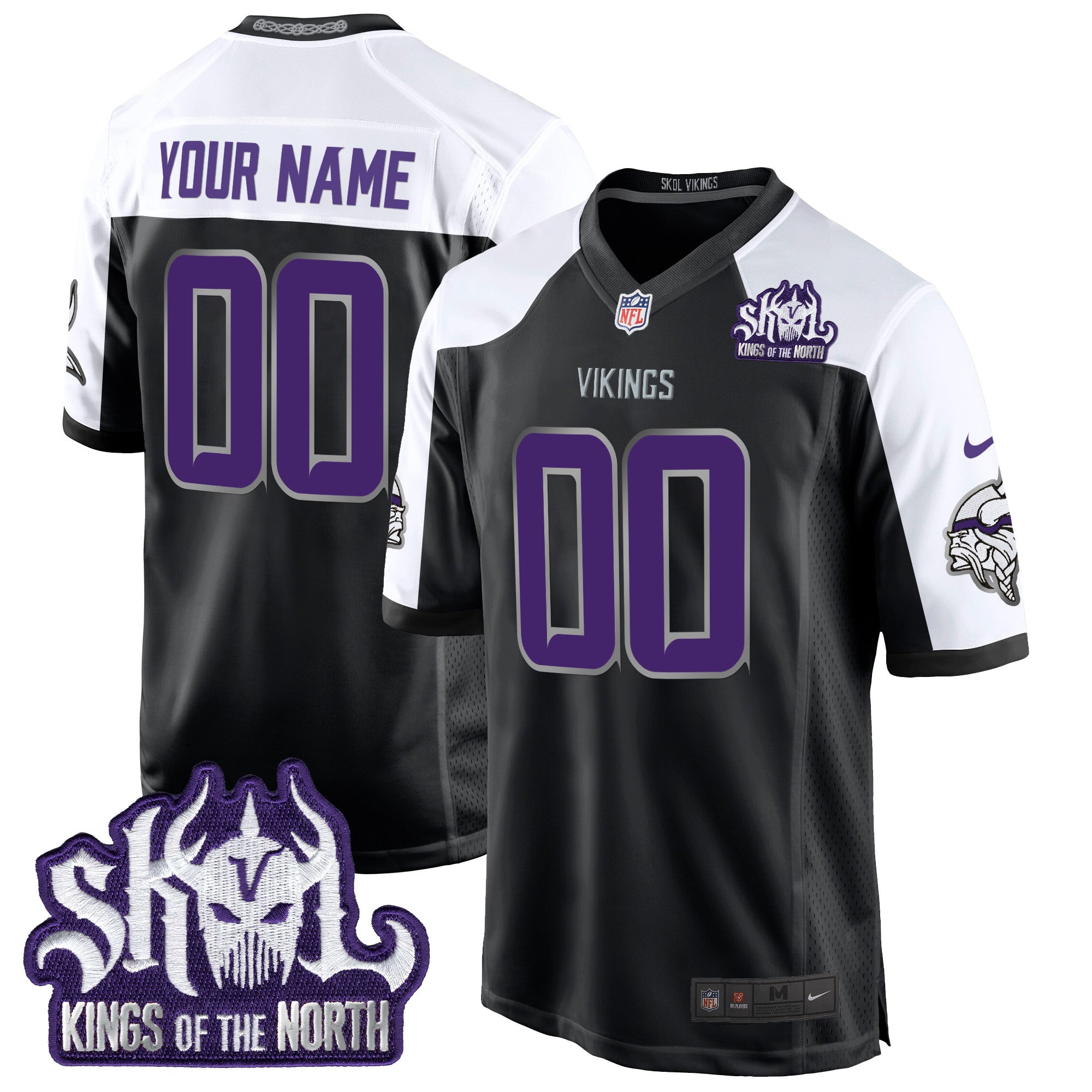 Minnesota Vikings 2024 Winter Warrior Skol Patch Game Custom Jersey – All Stitched – Black Alternate Jersey