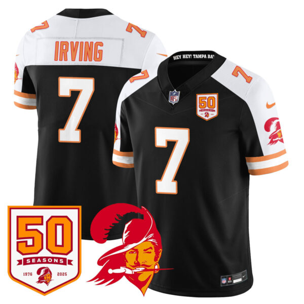 Men’s Tampa Bay Buccaneers ’76 Vapor Limited Jersey – All Stitched Black Alternate Bucky Irving – 7 Jersey