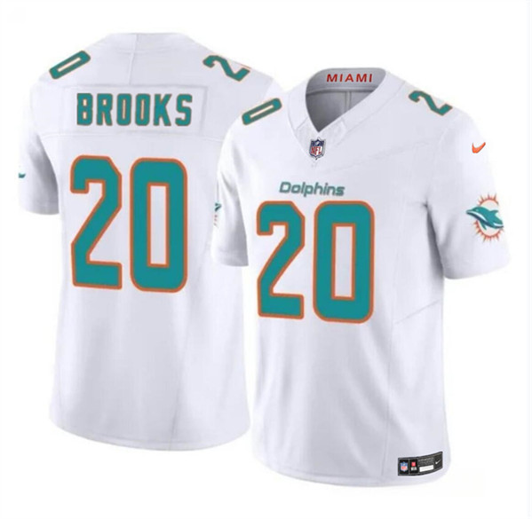 Men’s Miami Dolphins #20 Jordyn Brooks White 2024 F.U.S.E Vapor Limited Football Stitched Jersey