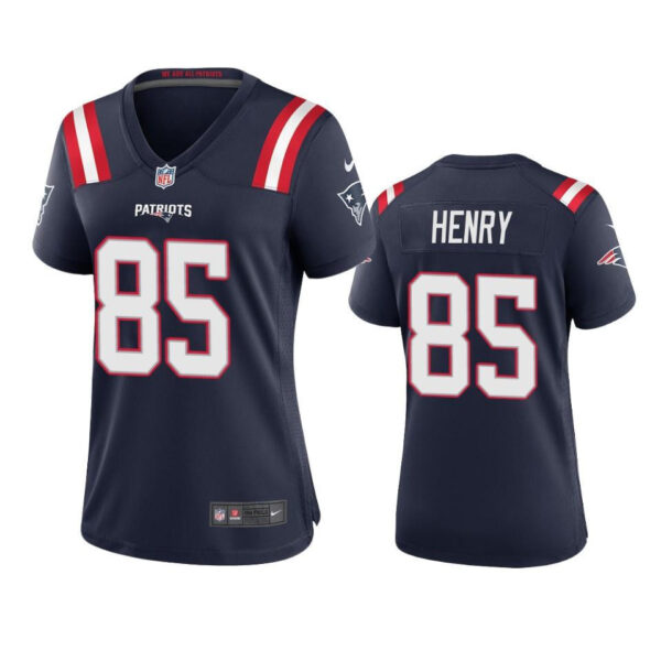 Patriots Navy Hunter Henry 85 Game Jersey Women Jersey Jersey