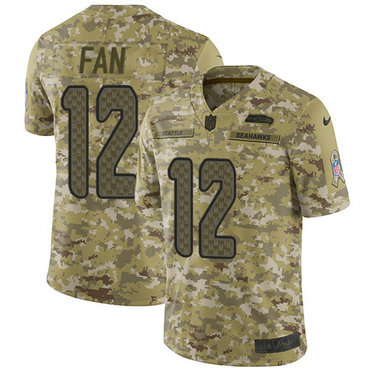Nike Seahawks #12 Fan Camo Men’s Stitched NFL Limited 2018 Salute To Service Jersey
