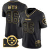 Men’s Steelers Home Patch Gold Vapor Jersey – All Stitched – Black Gold – Jerome Bettis