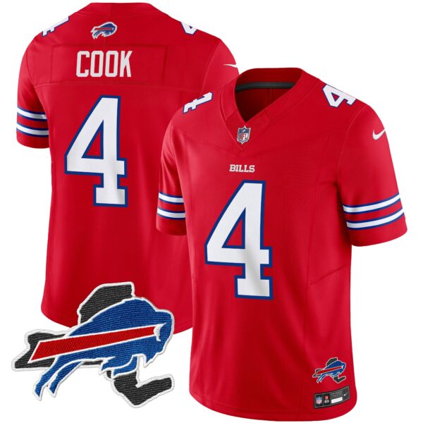 Bills New York Patch Vapor Limited Jersey – All Stitched – Red – James Cook Jersey