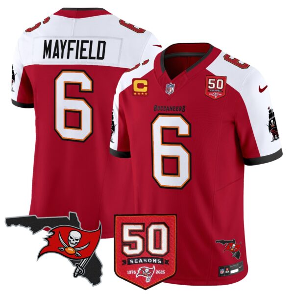 Tampa Bay Buccaneers ’76 Vapor Limited Jersey – All Stitched N1 – Red Alternate – Baker Mayfield Jersey