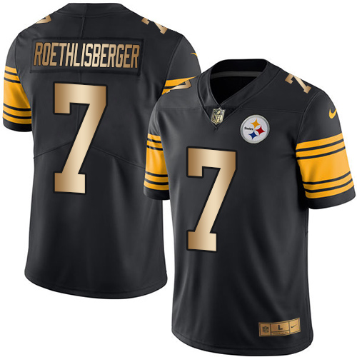 Nike Steelers #7 Ben Roethlisberger Black Men’s Stitched NFL Limited Gold Rush Jersey