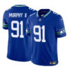 Men’s Seattle Seahawks #91 Byron Murphy II Royal 2024 Draft F.U.S.E Throwback Vapor Limited Football Stitched Jersey