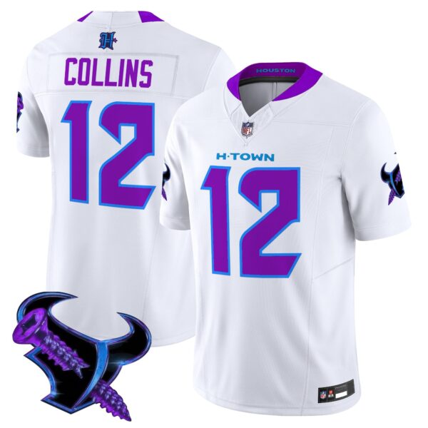 Houston Texans 2025 DJ Screw Vapor Limited Jersey – All Stitched – White – Nico Collins Jersey