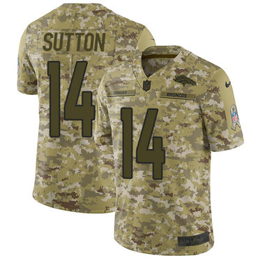 Nike Broncos #14 Courtland Sutton Camo Men’s Stitched NFL Limited 2018 Salute To Service Jersey