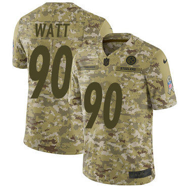 Nike Steelers #90 T. J. Watt Camo Men’s Stitched NFL Limited 2018 Salute To Service Jersey