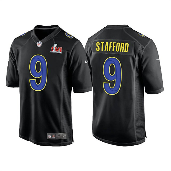 Men’s Los Angeles Rams #9 Matthew Stafford 2022 Black Super Bowl LVI Game Stitched Jersey