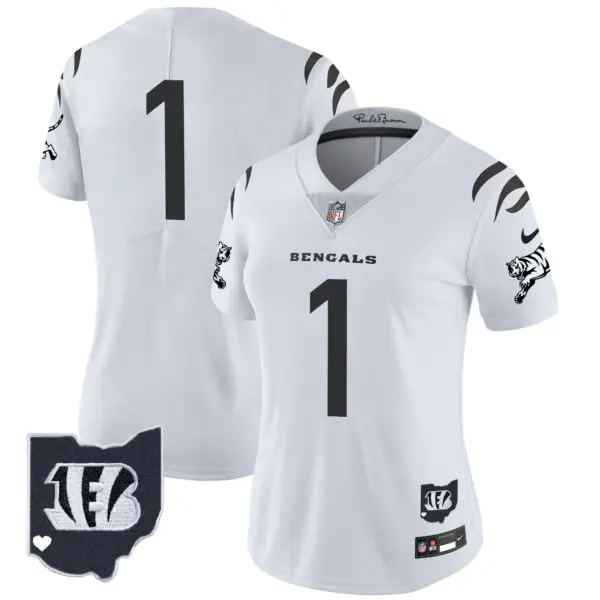 Womens Cincinnati Bengals 2024 Vapor Limited Jersey #1 Team Jersey White Limited