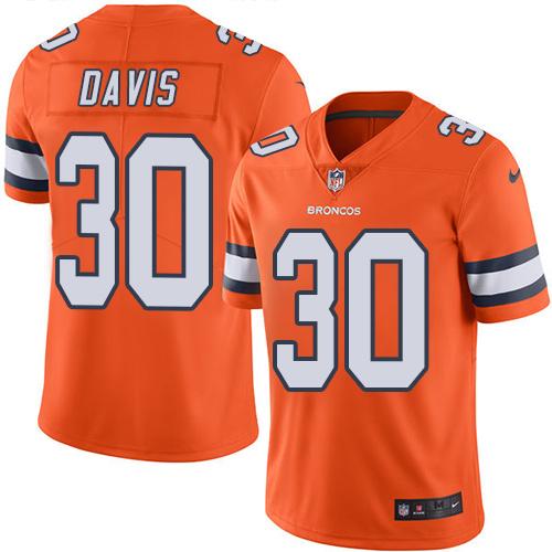 Nike Broncos #30 Terrell Davis Orange Men’s Stitched NFL Limited Rush Jersey
