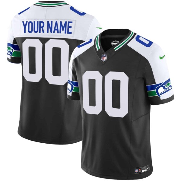 Seahawks Throwback Vapor Limited Custom Jersey – All Stitched – Men – Black Alternate