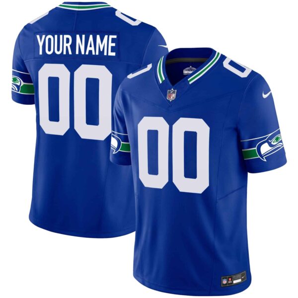 Seahawks Throwback Vapor Limited Custom Jersey – All Stitched – Youth – Royal