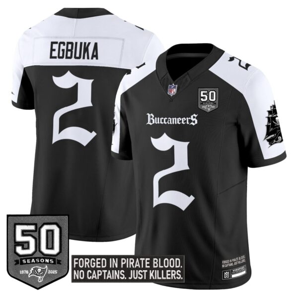 Tampa Bay Buccaneers ‘Gothic Pirate Shadows Edition’ Limited Jersey – All Stitched – Alternate – Emeka Egbuka Jersey