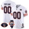 Bears Throwback Illinois Patch Vapor Custom Jersey – All Stitched – Men – White