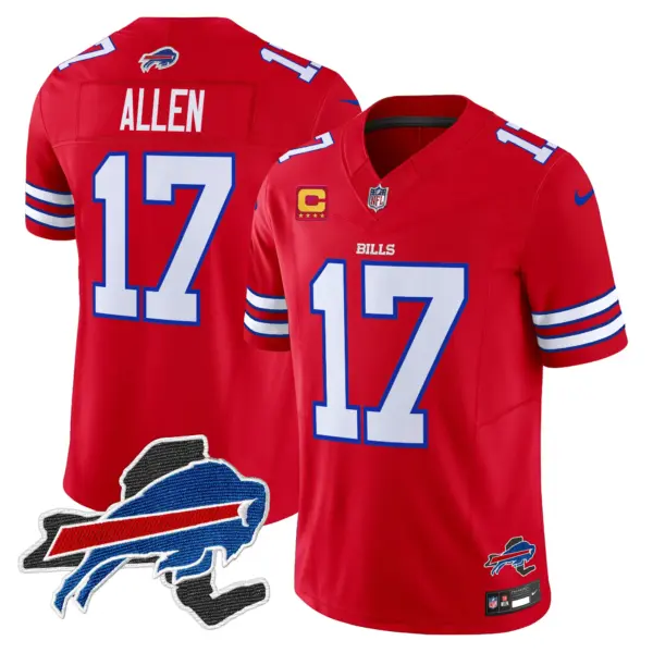 Mens Buffalo Bills New York Patch Vapor Limited Jersey V3 Josh Allen Jersey Red