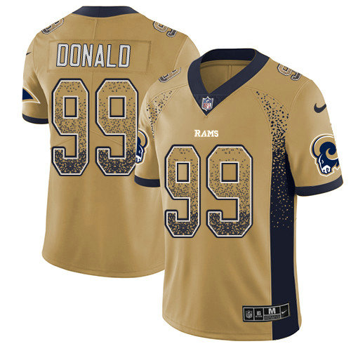 Nike Rams 99 Aaron Donald Gold Men’s Stitched NFL Limited Rush Drift Fashion Jersey