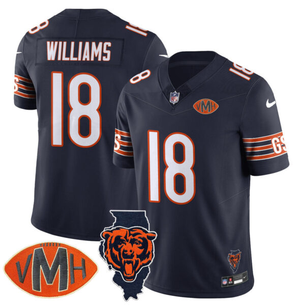 Chicago Bears Honor Virginia Halas McCaskey Jersey – All Stitched – Navy – Caleb Williams – 18 Jersey