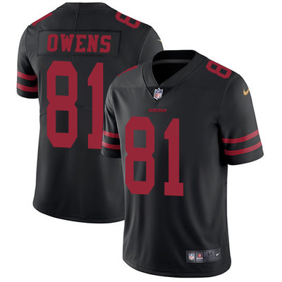 Nike San Francisco 49ers #81 Terrell Owens Black Alternate Men’s Stitched NFL Vapor Untouchable Limited Jersey
