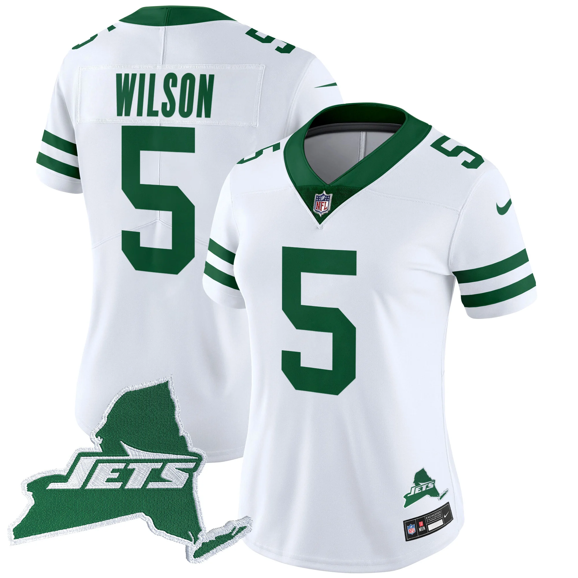 Womens New York Jets Home Patch Vapor Legacy Limited Jersey Garrett Wilson Jersey White