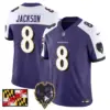 Mens Baltimore Ravens 2024 Maryland Flag Vapor Limited Jersey V2 Lamar Jackson Jersey Purple Alternate