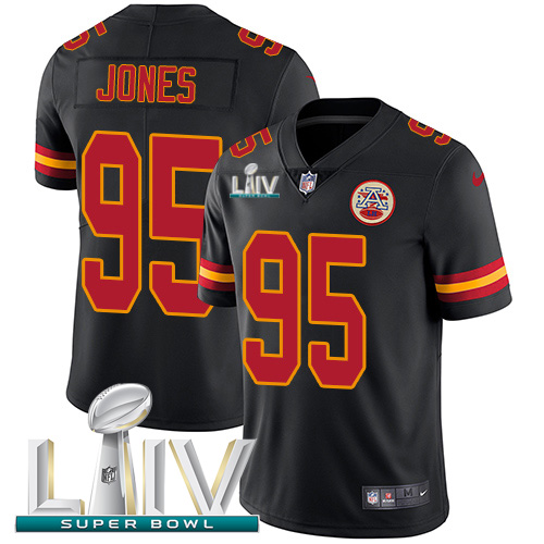 Nike Chiefs #95 Chris Jones Black Super Bowl LIV 2020 Men’s Stitched NFL Limited Rush Jersey