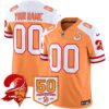 Tampa Bay Buccaneers 50th Season Patch Vapor Limited Custom Jersey – All Stitched – Creamsicle Aternate Jersey