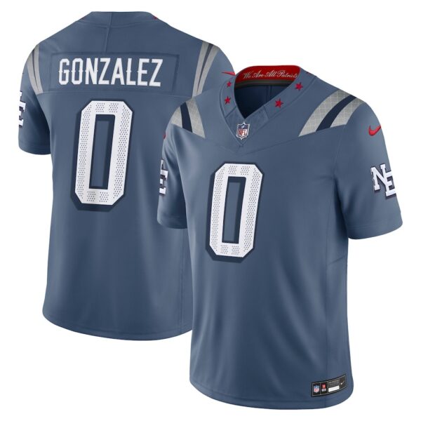 England Patriots Christian Gonzalez Nike Storm Blue 2025 Rivalries Collection Limited Jersey