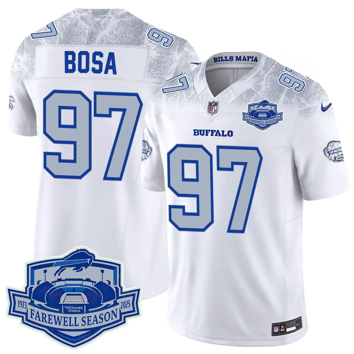 Buffalo Bills 2025 Jersey All Stitched – Farewell to Highmark Stadium Rivalry Joey Bosa – 97 Jersey