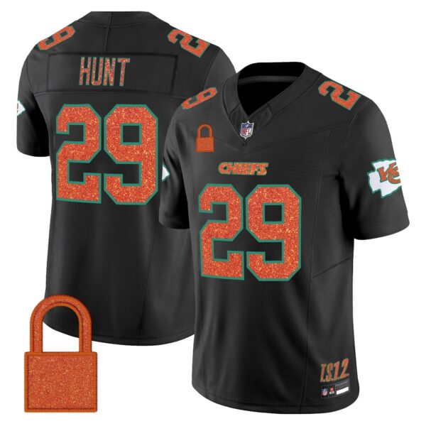 Kansas City Chiefs ‘Taylor Swift – TS12 – The Life of a Showgirl’ Vapor Limited Jersey – All Stitched – Black – Kareem Hunt Jersey