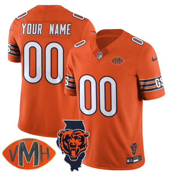 Chicago Bears Honor Virginia Halas McCaskey Custom Jersey – All Stitched Men Orange Jersey