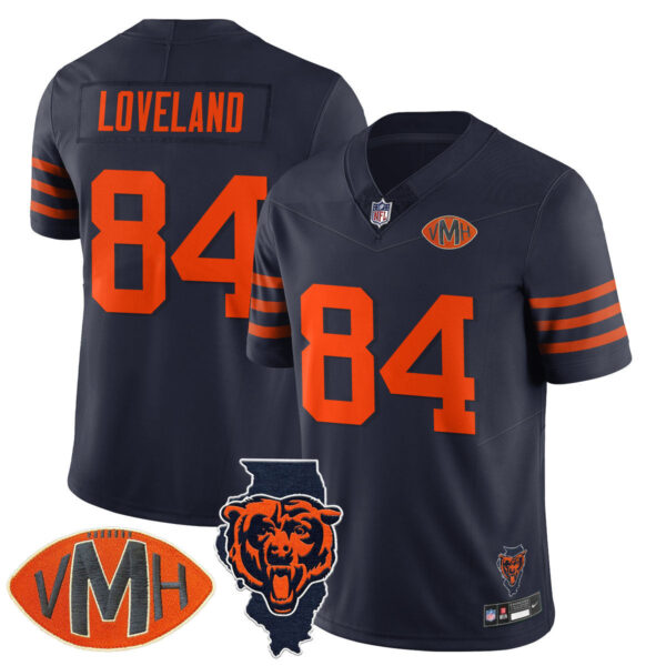 Chicago Bears Honor Virginia Halas McCaskey Jersey – All Stitched – Throwback – Colston Loveland – 84 Jersey