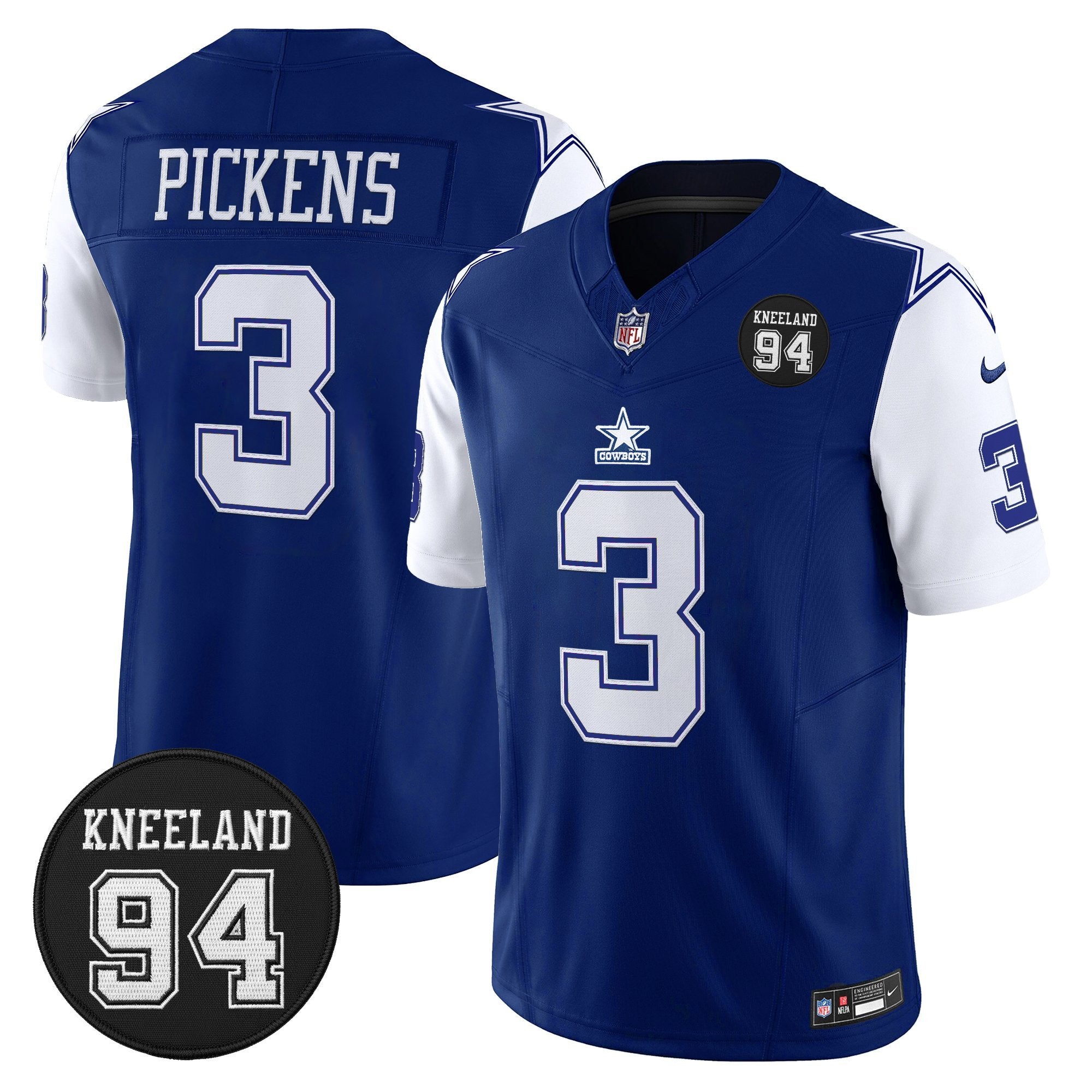Dallas Cowboys #94 Marshawn Kneeland Memorial Patch Vapor Limited Jersey – All Stitched – Throwback – George Pickens Jersey