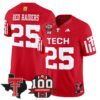 Texas Tech Red Raiders 2025 Vapor Limited Jersey – 100th Anniversary & Texas Patch – All Stitched – Red – #25 Red Raiders Jersey