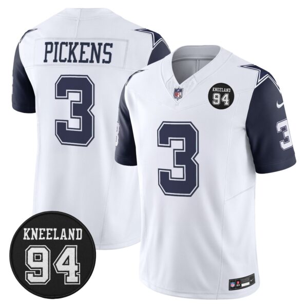 Dallas Cowboys #94 Marshawn Kneeland Memorial Patch Vapor Limited Jersey – All Stitched – White – George Pickens Jersey