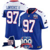 Men’s New York Giants 100th Season & State Patch Vapor Limited Jersey – All Stitched Royal Alternate Dexter Lawrence II Jersey