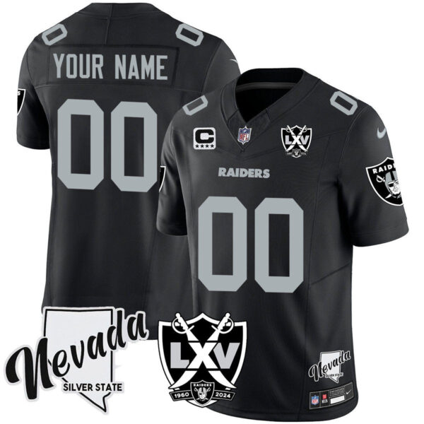 Raiders 2025 Vapor Limited Custom Jersey – 65th Anniversary – All Stitched – Black Jersey