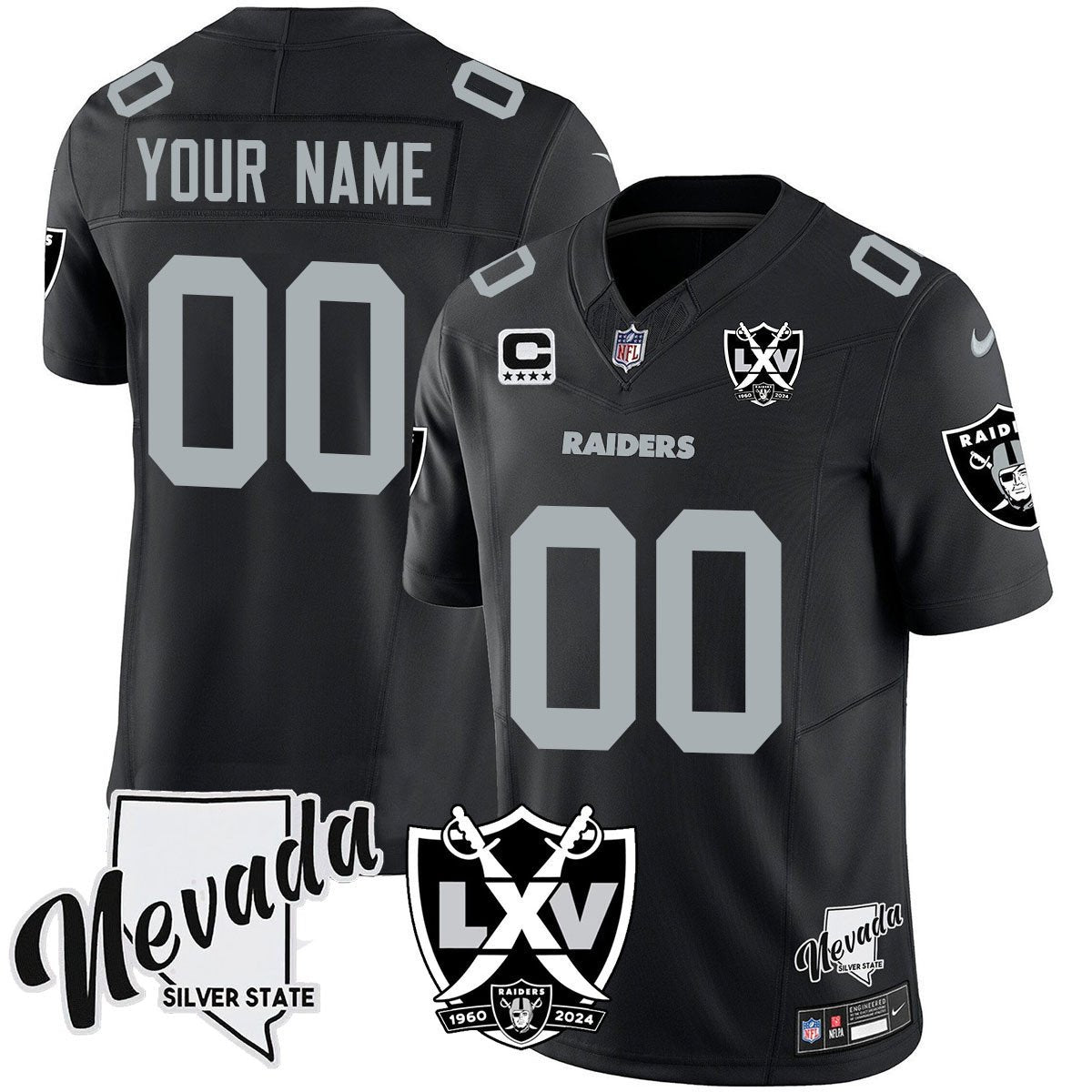 Raiders 2025 Vapor Limited Custom Jersey – 65th Anniversary – All Stitched – Black Jersey