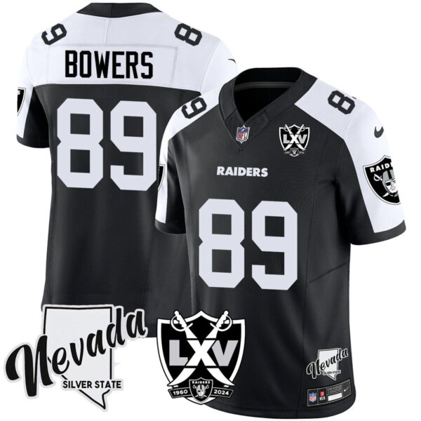 Raiders 2025 Vapor Limited Jersey – 65th Anniversary – All Stitched – Black Alternate – Brock Bowers Jersey