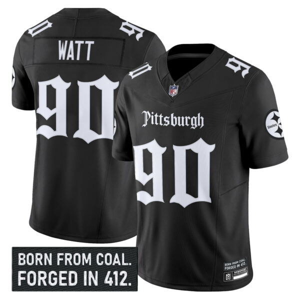Men’s Pittsburgh Steelers ‘Gothic Steel City Edition’ Vapor Limited Jersey – All Stitched Black T. J. Watt Jersey